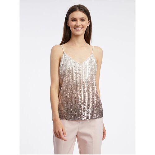Orsay Beige Women Sequined Top - Women Slike