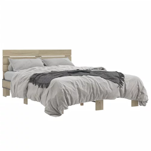 vidaXL Okvir za krevet boja hrasta 140x190cm konstruirano drvo i metal