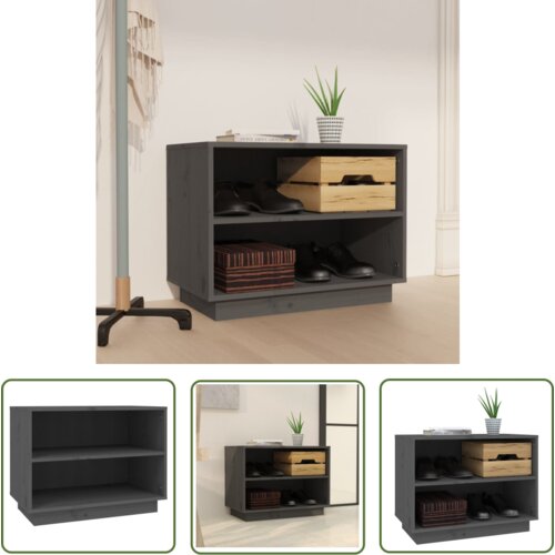 The Living Store Omarica za čevlje siva 60x34x45 cm trdna borovina - Omarica Za Čevlje, (21744521) Slike