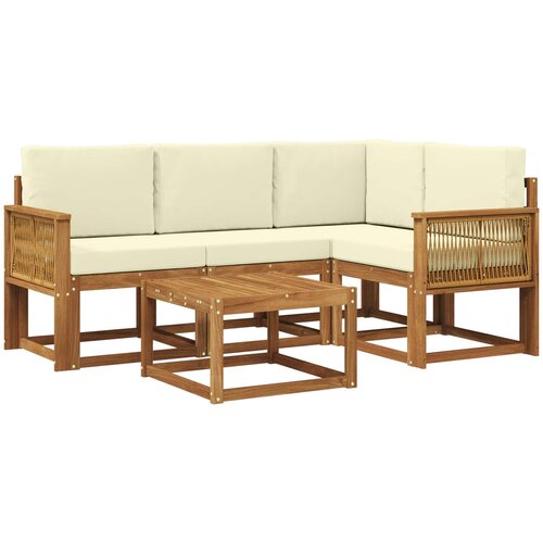  Set vanjskih sofa 5 kom. Prirodna i krem Poliester Slike