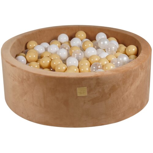 MeowBaby Svijetlosmeđi baršunasti bazen s kuglicama ø 90x30 cm Montessori - Cijene