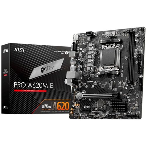 MSI PRO A620M-E, mATX, Socket AM5, Dual Channel DDR5 6800+MHz, 1x PCIe x16 slot, 1x M.2 slot, 1x HDMI, 1x VGA, 2x USB 3.2 Gen 1, Cijene