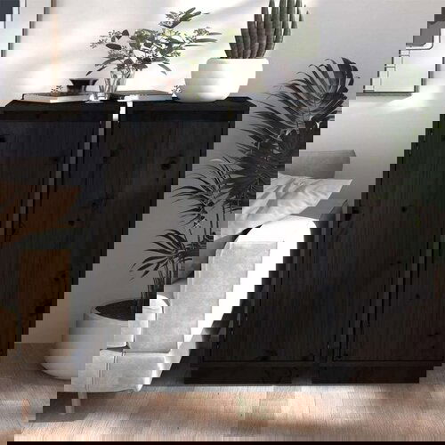  Komoda 2 kosa črna 31,5x34x75 cm trdna borovina, (20656353) Slike