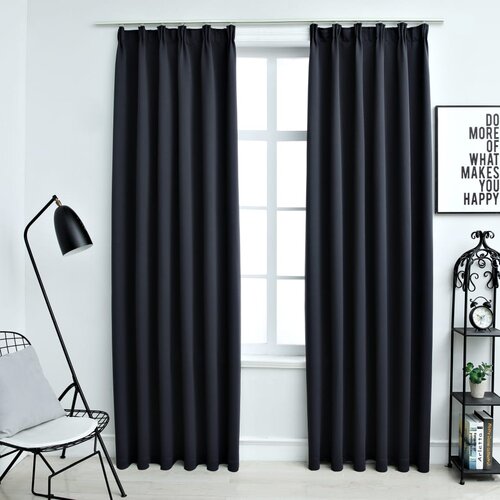 vidaXL Zavjese za zamračivanje s kukama 2 kom antracit 140 x 245 cm Cijene