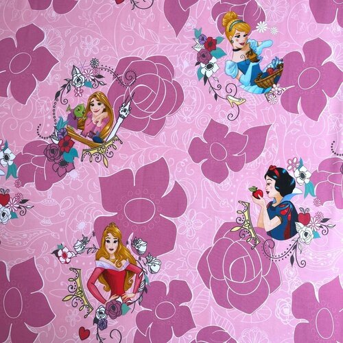 Jerry Fabrics Rožnata napenjalna bombažna otro&amp;scaron;ka rjuha 90x200 cm The Pincesses &amp;quot;Pink&amp;quot; &amp;ndash; Slike