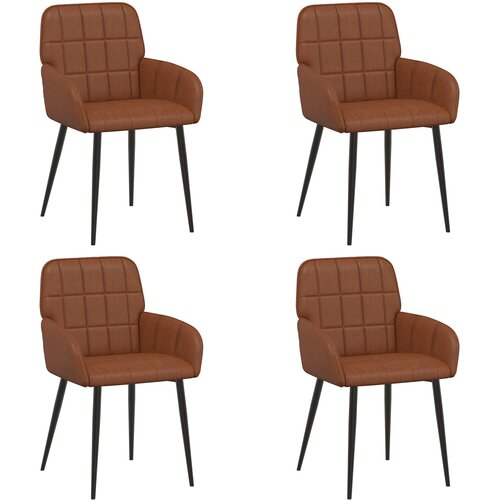 vidaXL Jedilni stoli 4 pcs Umetno usnje Rjava 57 x 50 x 85 cm, (5000296617) Cene