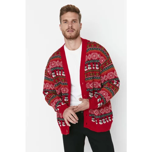 Trendyol Multicolor Men's Oversize Fit Oversized Christmas Knitwear Cardigan