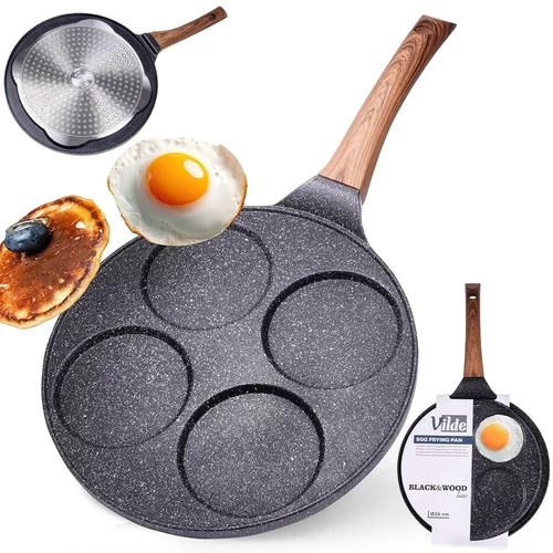  Granitna tava za pečenje palačinki i jaja 4 jažice 26cm BLACK&WOOD