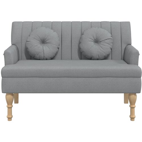  Klupa s jastucima svjetlosiva 113 x 64,5 x 75,5 cm od tkanine Slike