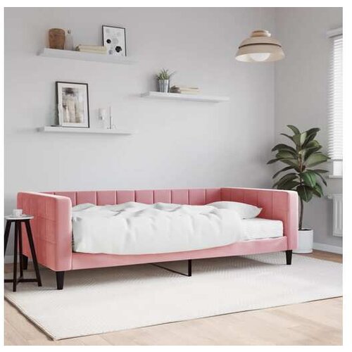 VidaXL Dnevna postelja z vzmetnico roza 100x200 cm žamet Slike