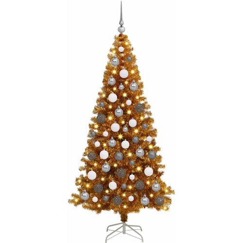vidaXL Umjetne božićne jelke S LED lampica Zlatno 180 cm PET Cijene