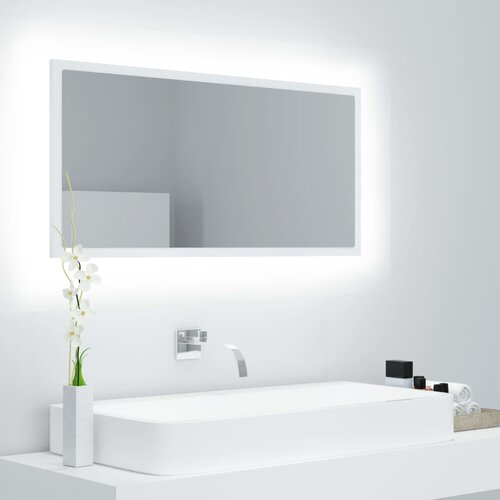  LED kupaonsko ogledalo bijelo 90 x 8,5 x 37 cm akrilno Slike