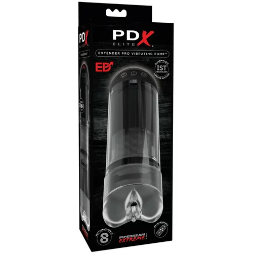 PDX Elite Extender Pro - punjiva usisno-vibrirajuća umjetna maca (crna)