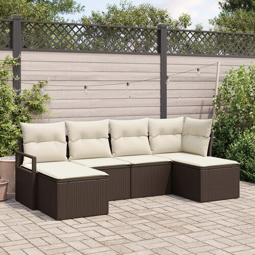 VidaXL set od 6 delova vrtnih sofa s jastučićima smeđa poli ratan Slike