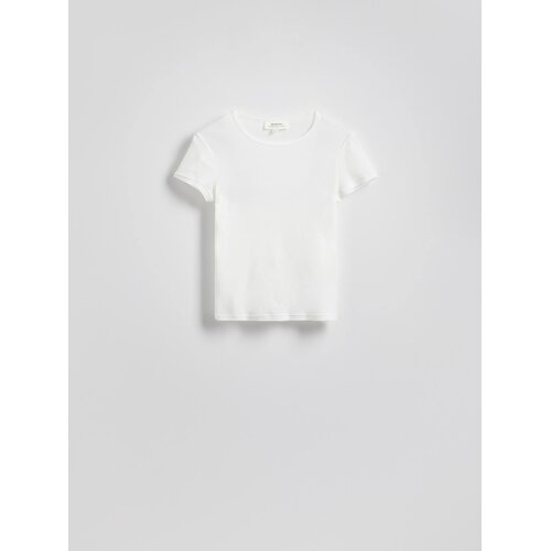 Reserved Pamučna majica slim fit - bijela Cene