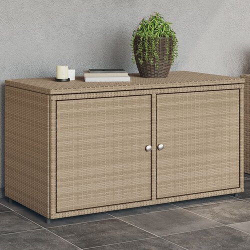  The Living Store Vrtna omara za shranjevanje bež 110x55x60,5 cm poli ratan - Vrtna Omara, (21443756) Slike