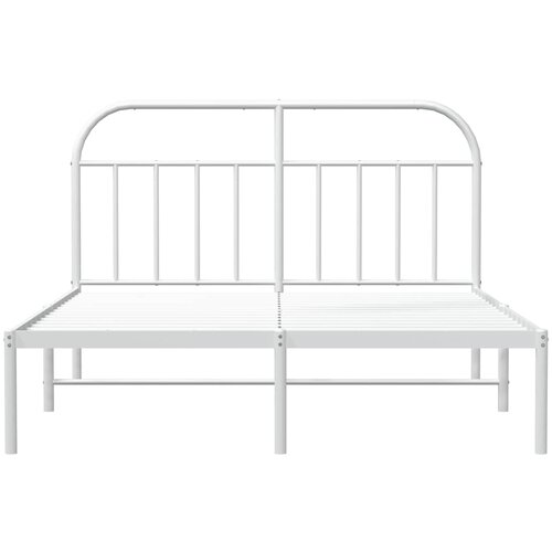  Metalni okvir za krevet s uzglavljem bijeli 150x200 cm Slike