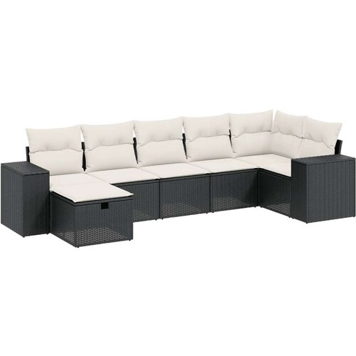 VidaXL 7-dijelni set vrtnih sofa od poliratana s jastucima crni Slike