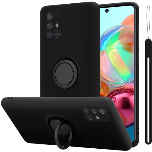 Cadorabo Ohi&amp;scaron;je, združljiv s Samsungom v tekoči črni barvi - za&amp;scaron;čitni pokrov iz fleksibilnega silikona TPU z obročem, (20587261) Slike