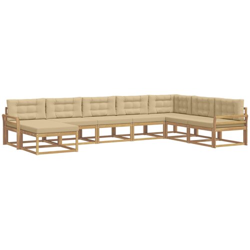  Set vanjskih sofa 8 kom. Bijela i bež 408 x 250 x 73 cm Slike