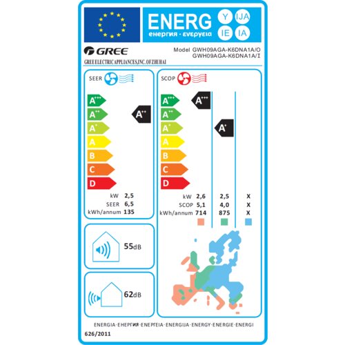 Gree klimatska naprava Pular Eco GWH09AGA-K6DNA1A 2,5 kW + WiFi Slike