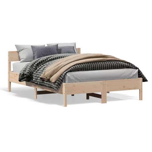 vidaXL Okvir kreveta s uzglavljem 140 x 190 cm od masivne borovine