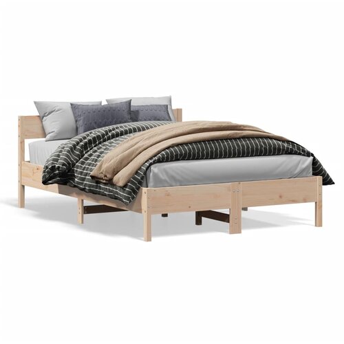 vidaXL Posteljni okvir z vzglavjem 140x190 cm trdna borovina Cene