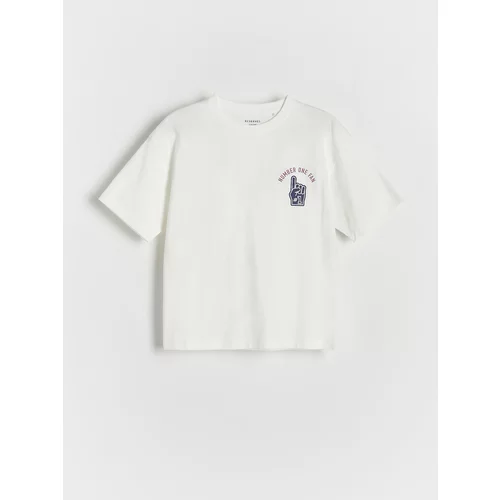 Reserved - Predimenzionirana majica kratkih rukava s reljefnim printom - krem
