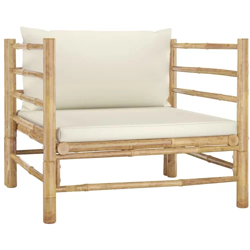  Vrtni kavč s kremno belimi blazinami bambus