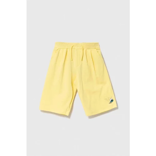 Emporio Armani Otroške bombažne kratke hlače The Smurfs rumena barva