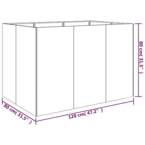  Povi&amp;scaron;ena vrtna gredica 120 x 80 x 80 cm od čelika COR-TEN Slike