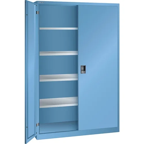 LISTA Omara s krilnimi vrati, vrata iz polne pločevine, VxŠ 1950 x 1250 mm, globina 400 mm, svetlo modre barve RAL 5012