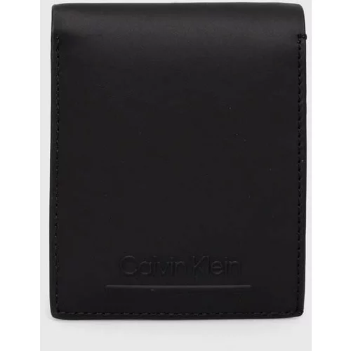 Calvin Klein Usnjena denarnica moški, črna barva