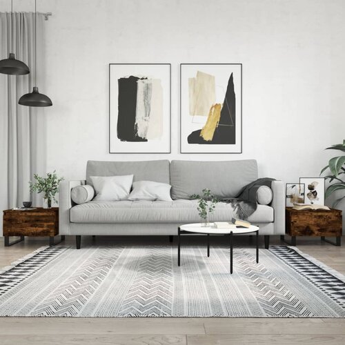  The Living Store Klubska mizica 2 kosa dimljeni hrast 50x46x35 cm inženirski les - Klubska Mizica, (21448357) Cene