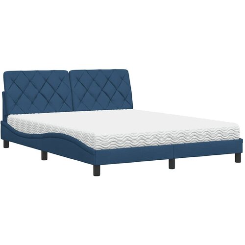 VidaXL Postelja z vzmetnico modra 160x200 cm blago Slike