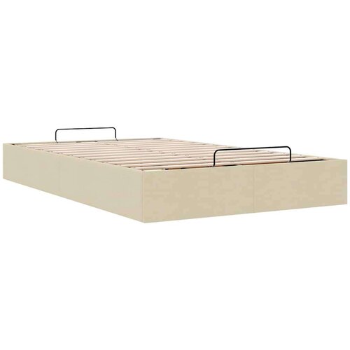 VidaXL Otomanski okvir kreveta bez madraca krem 120x190 cm od tkanine Slike