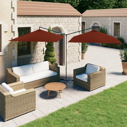 vidaXL Dvostruki suncobran s čeličnim stupom terakota 600 x 300 cm Cijene