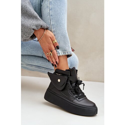 PM1 High Sneakers With Pouch On Platform Black Saramis Cene