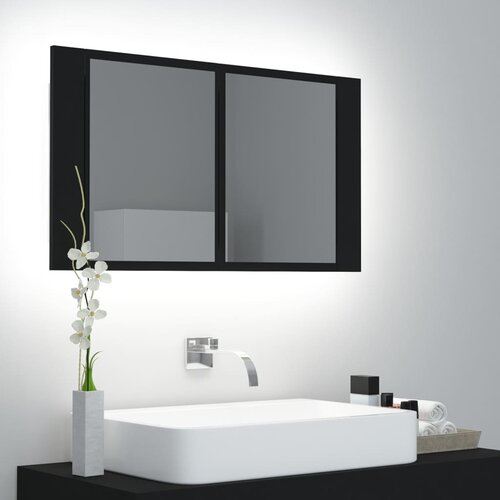 Furnova LED kopalniška omarica z ogledalom črna 80x12x45 cm akril, (21947206) Cene