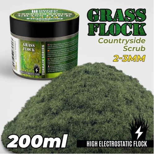Green Stuff World Grass Flock - COUNTRYSIDE SCRUB 2-3mm (200ml) Slike