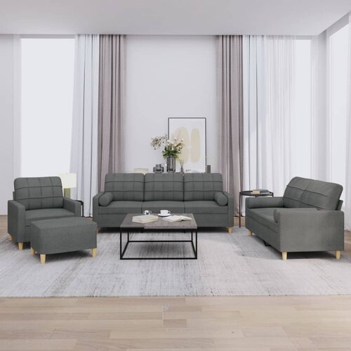  4-dijelni set sofa s jastucima tamnosivi od tkanine Cene
