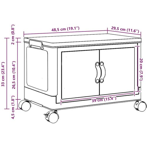 VidaXL Složiva kutija za pohranu s kotačima 28 L 48,5x29,5x33 cm Slike