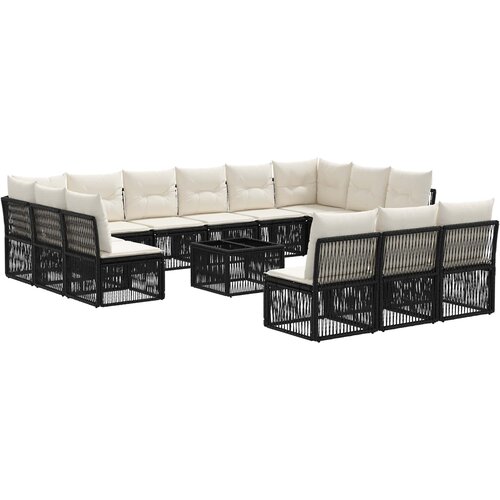 vidaXL Vrtna sedežna garnitura 14 pcs Črna poli ratan, (5000270347) Cene