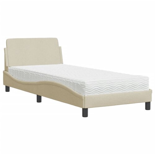 vidaXL Postelja z vzmetnico krem 90x190 cm blago, (21165966) Cene