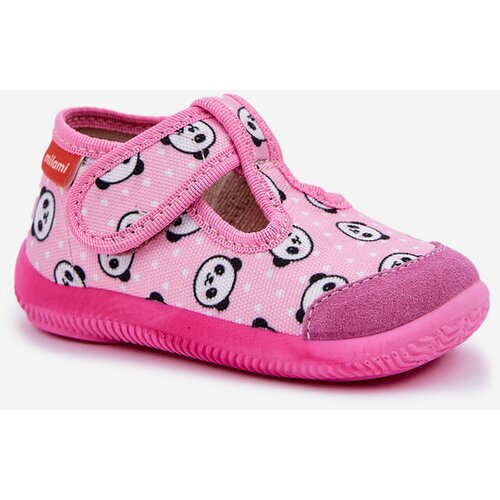 Boto Slippers Milami Children's Elastic With Velcro In Panda Pink Ambette Cene