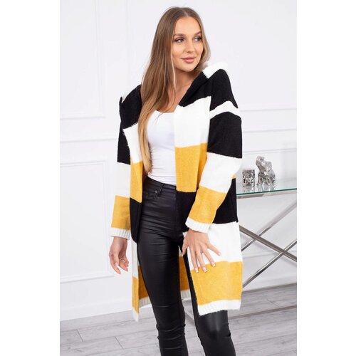 Kesi Three-color striped sweater black+ecru+mustard Slike