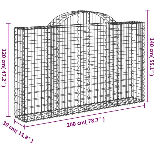  Lučne gabionske ko&amp;scaron;are 18kom 200x30x120/140cm pocinčano željezo Slike