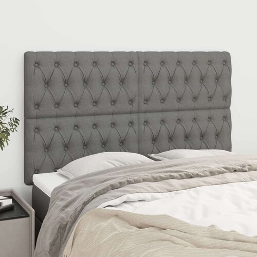  Posteljno vzglavje 4 kosa temno siv 72x5x78/88 cm blago, (20737631) Slike