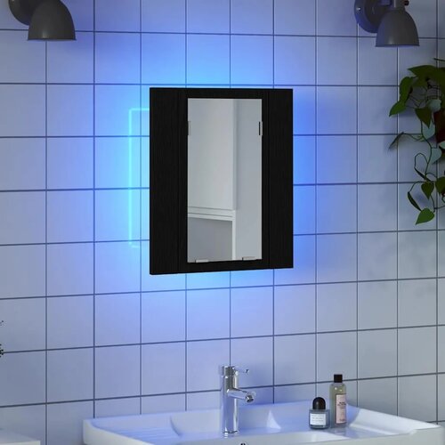 LED kupaonski ormarić s ogledalom crni hrast 40x12x45 cm - Crni hrast Cijene