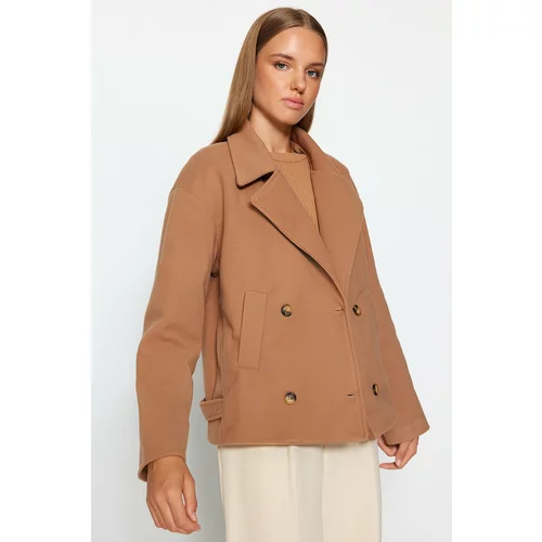 Trendyol Brown Oversize Wide Cut Stamped Coat